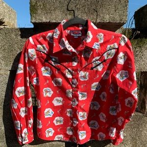 Vintage Western Cowboy / Cowgirl Pearl Snap Shirt- Child’s size Large / Adult XS